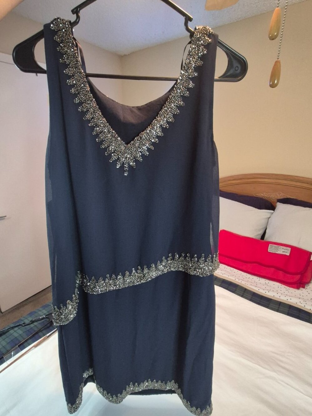 J Kara Women's Petite Sleeveless Short Cocktail Dress in Navy / Mercury 16P, NWT